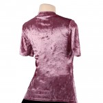 OOTN LDTX002 2017 Summer Spring Velvet T Shirt Pink Fashion Tees Women Short Sleeve Tops hot new high quality Cotton Softness