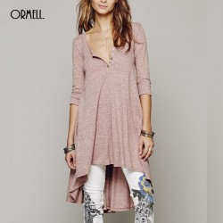 ORMELL Women Basic Soft Cotton Party Casual Dress Half Sleeve O Neck Irregular Ladies Summer Autumn Loose Prom Club Dresses