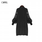 ORMELL Women New Sexy Long Lace Sleeve Dress Basic Turtle Neck Casual Streetwear Brand Dresses Plus Size Vestidos