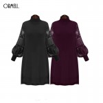 ORMELL Women New Sexy Long Lace Sleeve Dress Basic Turtle Neck Casual Streetwear Brand Dresses Plus Size Vestidos