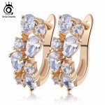 ORSA JEWELS Luxury 4 Pieces 0.3ct Charming Clear Cubic Zirconia Stud Earrings Gold-Color for Party Fashion Women Jewelry OME18