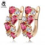 ORSA JEWELS Luxury 4 Pieces 0.3ct Charming Clear Cubic Zirconia Stud Earrings Gold-Color for Party Fashion Women Jewelry OME18