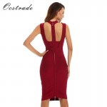 Ocstrade Sexy Bodycon Bandage Dress 2017 New Arrival Women Lace-up Burgundy Knee Length Bandage Dress Wholesale HL