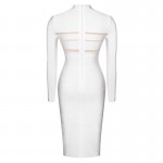 Ocstrade Womens Dresses New Arrival 2017 Sexy Bodycon High Neck Long Sleeve White Mesh Bandage Dress for Women 2017