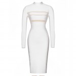 Ocstrade Womens Dresses New Arrival 2017 Sexy Bodycon High Neck Long Sleeve White Mesh Bandage Dress for Women 2017