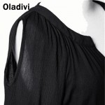 Oladivi 5XL Plus Size Women Chiffon Dresses 2017 Summer Off Shoulder Lantern Sleeve Elastic Slim Waist Pleated Short Mini Dress