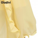 Oladivi Brand Women Clothing 2017 V Neck Cute Elegant Ladies Beach Maxi Chiffon Dresses Long Summer Sundresses Green Dress S XL