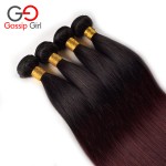 Ombre Brazilian Hair Straight 1B 99J/Burgundy Brazilian Hair 3 Bundles Brazilian Hair Weave Bundles Two Tone Human Hair Weave