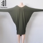 One Size Autumn Winter Dress Casual Loose Black Dress Round Neck Batwing Long Sleeve Backless Fashion Women Dresses Vestidos