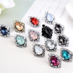 Opal Stone Jewelry 2016 Newest Crystal Stud Earrings for Woman Christmas Party Earrings Factory Wholesale Fast Shipping 10Colors