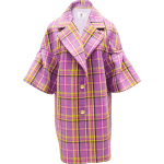 Original 2016 Brand Jacket Women Autumn Winter Plus Size Flare Sleeve Wide-waisted Elegant Vintage Plaid Coat Female Wholesale