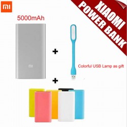 Original Xiaomi Mi Power Bank 5000mAh Xiaomi 5000 li-ion Polymer USB Power Bank Slim Powerbank Charger + Silicone Case Cover