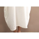 Original vintage loose solid colors cotton linen dress for female summer long gown & robe dress plus size  large size dresses