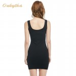 Oukytha 2017 Summer Hot Sale Sexy Women Dress Sleeveless Deep V-Collar Mini Black Dress Korea Slim High Waist Vest Q15082