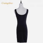 Oukytha 2017 Summer Hot Sale Sexy Women Dress Sleeveless Deep V-Collar Mini Black Dress Korea Slim High Waist Vest Q15082