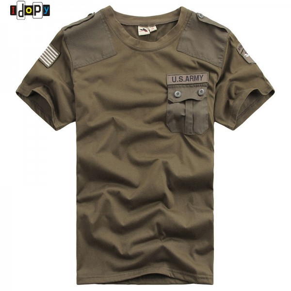 Outdoors Men`s US Navy Military T-Shirts Army Badge Quick Dry Black Khaki Green Crewneck Tees Tops For Male