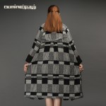 Outline Original Brand Black Plaid Coat Raglan Long Sleeve Wool Jacket Loose Elegant Trench Women Woolen Winter Coat L154Y012