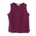 Outline Women Linen Tank Top O-Neck Solid Casual Summer Vest Vintage Sleeveless Lady Tops Ruched Short Loose Camis L142Y001