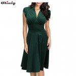 Oxiuly 2017 Women Party Dress Summer Women Formal Bodycon Dress Elegant Short Sleeve Party Office Wear Casual Green Dresses