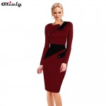 Oxiuly Plus Size 4XL 5XL Women Vintage Pinup Rockabilly Elegant Wear To Work Business Casual Tunic Bodycon Sheath Pencil Dress