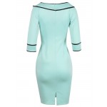 Oxiuly Womens Summer Brief Elegant Slash-Neck Bow Pinup Casual Office Wear Business Party Sheath Work Pencil Dress