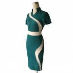 Oxiuly Womens Vintage Contrast Colorblock Slimming Wear To Work Office Business Casual Party Pencil Sheath Bodycon Dress