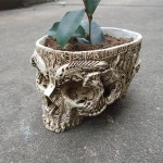 P-Flame White Human Skull Planter Archaize Garden Storage Pots Resin Finish Skeleton Container Flowerpots For Decoration