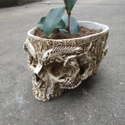 P-Flame White Human Skull Planter Archaize Garden Storage Pots Resin Finish Skeleton Container Flowerpots For Decoration