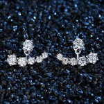 PATICO Fashion 925 Sterling Silver Shiny Cubic Zirconia Crystal Beads Neckband Stud Earrings for Women Wedding Bijoux Brincos