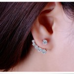 PATICO Fashion 925 Sterling Silver Shiny Cubic Zirconia Crystal Beads Neckband Stud Earrings for Women Wedding Bijoux Brincos