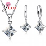 PATICO Newest 8 Colors Jewelry Sets Women Quadrilateral 925 Sterling Silver CZ Crystal Necklace/Earrings Jewelry Wholesale