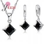 PATICO Newest 8 Colors Jewelry Sets Women Quadrilateral 925 Sterling Silver CZ Crystal Necklace/Earrings Jewelry Wholesale