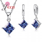 PATICO Newest 8 Colors Jewelry Sets Women Quadrilateral 925 Sterling Silver CZ Crystal Necklace/Earrings Jewelry Wholesale