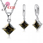 PATICO Newest 8 Colors Jewelry Sets Women Quadrilateral 925 Sterling Silver CZ Crystal Necklace/Earrings Jewelry Wholesale
