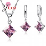PATICO Newest 8 Colors Jewelry Sets Women Quadrilateral 925 Sterling Silver CZ Crystal Necklace/Earrings Jewelry Wholesale