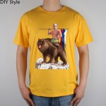 PUTIN RUSSIAN RIDING BEAR short sleeve T-shirt Top Lycra Cotton Men T shirt New DIY Style