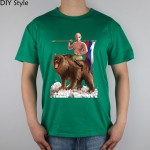 PUTIN RUSSIAN RIDING BEAR short sleeve T-shirt Top Lycra Cotton Men T shirt New DIY Style