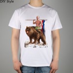 PUTIN RUSSIAN RIDING BEAR short sleeve T-shirt Top Lycra Cotton Men T shirt New DIY Style