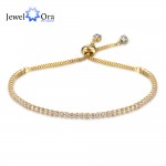 Party Jewelry Adjustable Bracelet For Women 2mm Cubic Zirconia Gold Plated Blacelets & Bangles Friend Gift (JewelOra BA101437)
