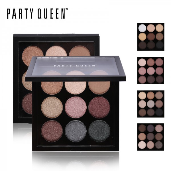 Party Queen New 9 Artist Shadow Palette Shimmer Matte Pigment Earth Color Eye Shadow Kit Naked Makeup Smooth Glitter Eyeshadow