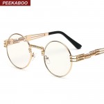 Peekaboo vintage retro gothic steampunk mirror sunglasses gold and black sun glasses vintage round circle men UV gafas de sol