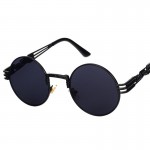 Peekaboo vintage retro gothic steampunk mirror sunglasses gold and black sun glasses vintage round circle men UV gafas de sol