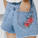 Personalized Embroidery Rose Shorts Women 2017 Summer High Waist Denim Shorts Slim Pantalones Cortos Mujer Plus Size Short Femme