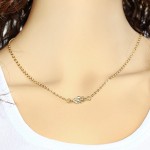 Phesee 2pcs/Lot Hot Fashion Trend Necklaces Leaves Simulated Pearl Hoop "1" Hand Chain Necklace Jewelry For Women Gifts E0316