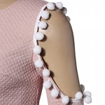 Pink Off Shoulder Mini Dresses Full Sleeve O Neck Loose Cute Above Knee 2017 Women summer Dress