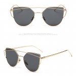 Pink vintage Mirror female Women Cat Eye Sunglasses Brand Designer Twin-Beams ladies Sun glasses for women Oculos Feminino