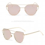 Pink vintage Mirror female Women Cat Eye Sunglasses Brand Designer Twin-Beams ladies Sun glasses for women Oculos Feminino
