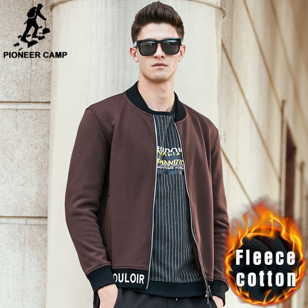 Pioneer Camp 2017 New fashion thick hoodies men brand clothing autumn winter fleece male sweatshirts men hoodies zipper 699092