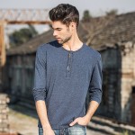 Pioneer Camp 2017 autumn new fashion mens t shirt casual long slim fit men clothing solid cotton t-shirt o-neak 620007