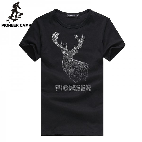Pioneer Camp 2017 new fashion men t shirt cotton male t-shirt brand short men summer tshirt 3d elk printed t shirt men 677050